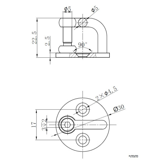 Pontet manille Inox A4 avec vis inox A2 4.5X35